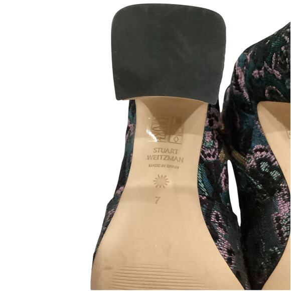 Stuart Weitzman Nell 85 Jacquard Ankle Bootie In Pine Black Size 7B - Picture 5 of 12